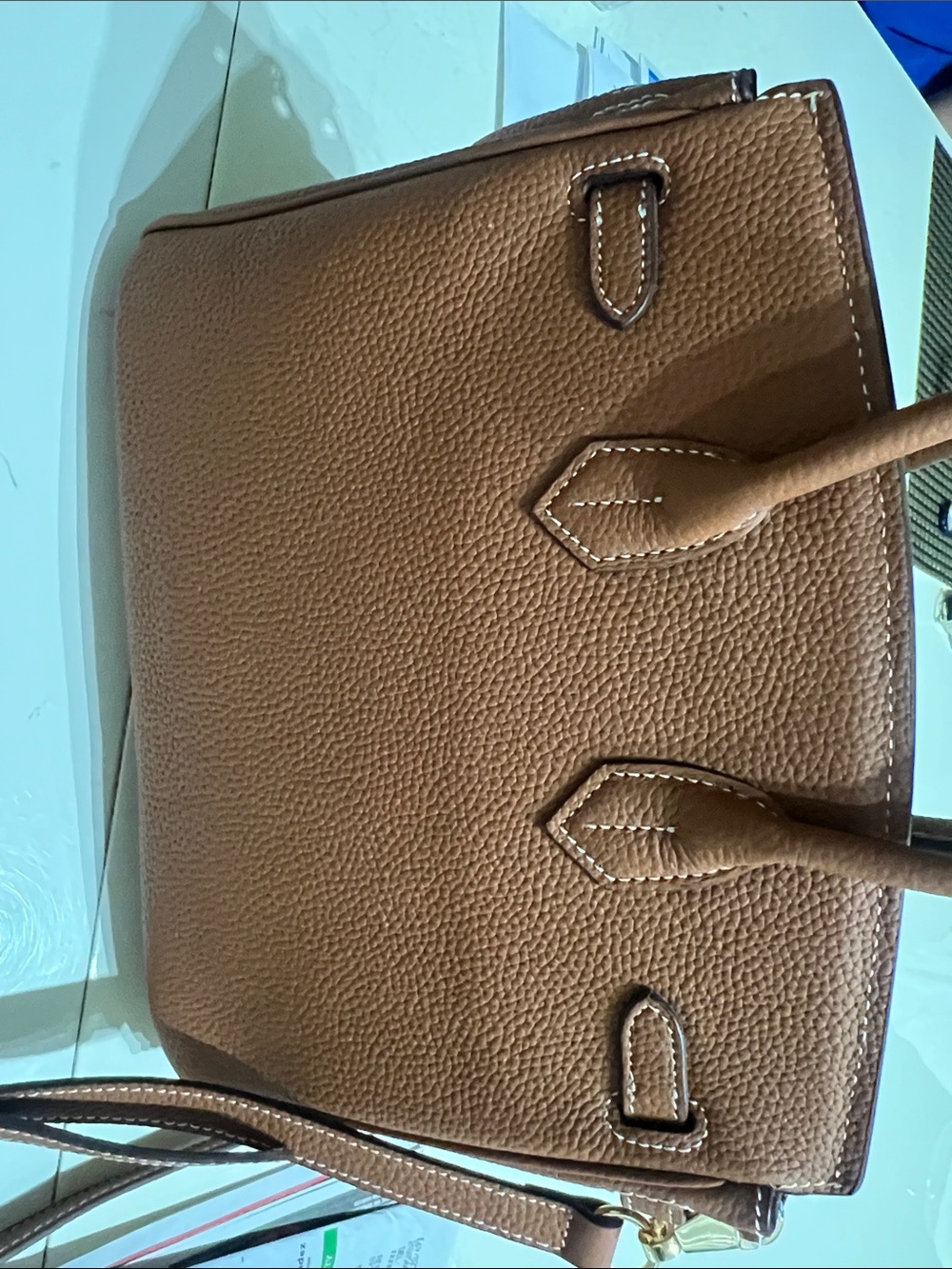 Brown Leather Top-Handle Women’s Bag with Strap - Picture 2 of 6
